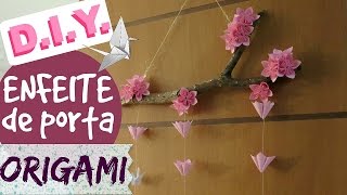 DIY ENFEITE DE ORIGAMI TSURU SAKURA  PapelEmTudo [upl. by Yla]