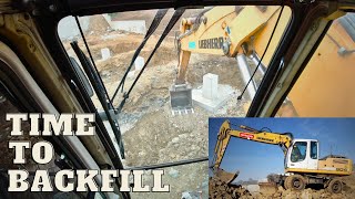 Excavator Working on Construction Site  LIEBHERR 904 Cab POV [upl. by Ihsorih]