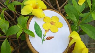 Alamanda Flower Embroideryঅলকানন্দা ফুলের সেলাই 🌼Stunning Flower DesignBeautiful Embroidery Work [upl. by Cis904]