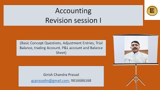 Learn Easily  Accounting Revision Session I by Girish C Prasad [upl. by Ecidnac]