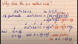 How do you factor using the AC Factoring Method  Why does the AC Factoring Method work  Proofs [upl. by Ahsienak698]