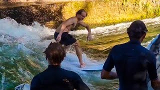 Englischer garten München Eisbachwelle Munich Surfing 1592422 [upl. by Ervin489]