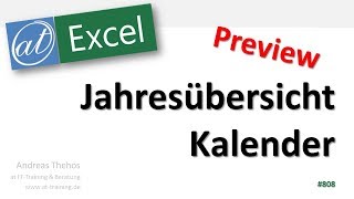 Jahresübersicht in Excel erstellen  Jahresplaner  Kalender  Preview [upl. by Ridglee]