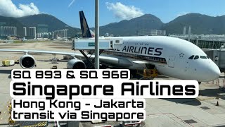 Singapore Airlines Hongkong to Jakarta transit via Singapore SQ893 SQ968 [upl. by Nosittam420]