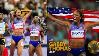 Gabby Thomas gets her longawaited gold medal in women’s 200m  Paris Olympics  Womens 200m final [upl. by Deryl]