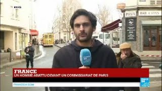 Lhomme abattu devant un commissariat de Paris portait une ceinture dexplosif factice [upl. by Eugen814]