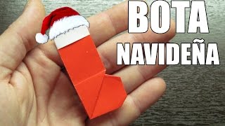 Como hacer un BOTA DE SANTA CLAUS adornos navideños  Origamis de papel Muy fácil [upl. by Naashar]