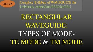 Types of Modes in Rectangular Waveguide  TE Mode amp TM Mode  Waveguide  Lec3 Join Telegram 4 PDF [upl. by Dennie759]