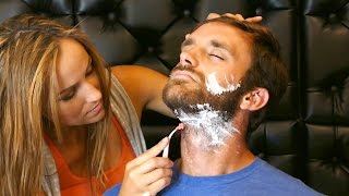 Real ASMR Men’s Shave amp Beard Trimming Barber Sounds – Soft Spoken Binaural 3Dio [upl. by Tempa]