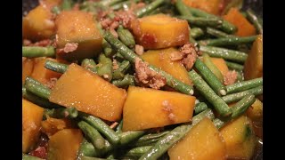 Ginisang Sitaw at Kalabasa sa Pork GinilingSauteed String Beans amp Squash in Ground Pork [upl. by Ferwerda]