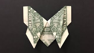 How to Make a Money Origami Butterfly Bookmark DIY  Easy Dollar Origami Tutorial [upl. by Nomzzaj302]