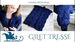 Gilet ou cardigan tressé tutoriel tricot [upl. by Enobe26]