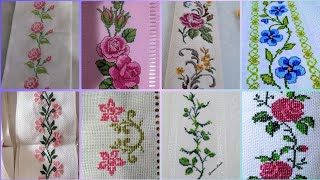 Floral cross stitch Hand embroidery thick cotton  Beautifull Hand cross stitch [upl. by Eveivaneg]