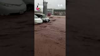 Roads in the Japanese city of Wajima show a river after heavy rains [upl. by Bettye]