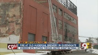 Fire breaks out at old Hudepohl brewery [upl. by Eirameinna]