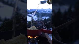 Creamy Swiss Cheese Fondue Extra 🌶️ For Heat With Swiss Alp Panorama [upl. by Waers]