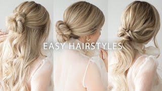 THREE 3 MINUTE EASY HAIRSTYLES 🌟 Medium and Long Hair Tutorial [upl. by Azial275]