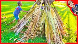 Building Primitive Hut  Pretend Play [upl. by Ramsdell]