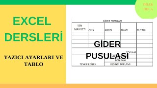 EXCELDE GİDER PUSULASI TABLOSU OLUŞTURMA TABLO OLUŞTURMA [upl. by Sac946]