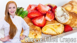 CheeseFilled Crepes  Russian Nalesniki Recipe [upl. by Sonahpets]