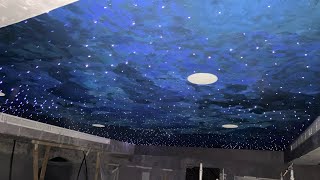 Fiber optic star light installation in ceiling  hometheater starlight [upl. by Jepum]