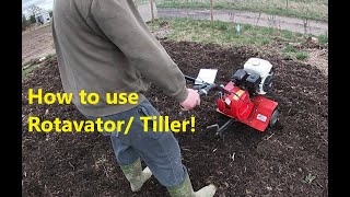 How to use a Rotavator or tiller from starting it  to operating it [upl. by Marigolda]