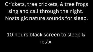 Crickets tree crickets tree frogs sing at night black screen sleep amp relax 10 hour cricket sounds [upl. by Giacobo]