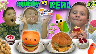 Chases Corner SQUISHY FOOD vs REAL FOOD Challenge 57  DOH MUCH FUN [upl. by Aspia]