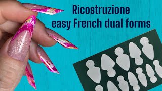 Ricostruzione unghie easy French dual forms mandorla russa [upl. by Hayikat795]