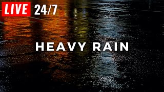 🔴 Heavy Rain to Sleep FAST  Stop Insomnia Block Noise with Rainstorm [upl. by Jaunita310]