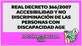 Real Decreto 3662007 accesibilidad y no discriminación de las personas con discapacidad [upl. by Kat]