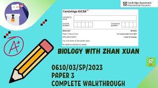 IGCSE Biology 0610  061003SP23  Specimen Paper 2023 Paper 03 Core [upl. by Atteloiv441]