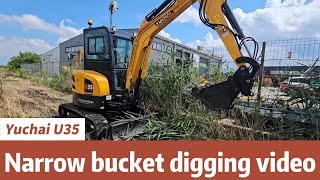 Narrow bucket digging videoYuchai U35 [upl. by Marina]