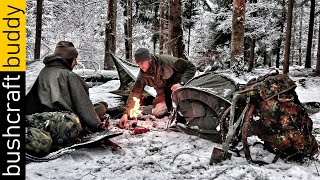 Bivvy Snow Overnighter  Dakota Fire  Carinthia Observer  Winter Bushcraft  Primus Omnilite TI [upl. by Lebasiram]