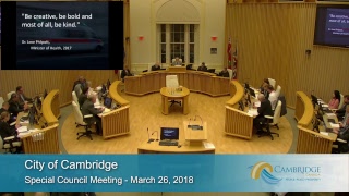 City of Cambridge Special Council  Mar 26 2018 [upl. by Cerell]