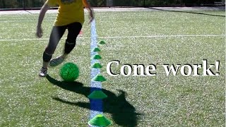 Soccer cone dribbling for beginner and intermediate players [upl. by Kelula392]