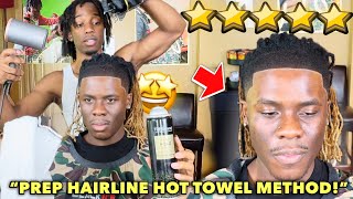 HOW TO PREP HAIRLINE HOT TOWEL METHOD CHEAT CODE🚨 [upl. by Nwahser]