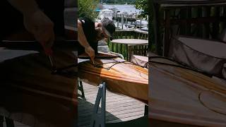 PERFECT finish on the wood kayak  buffing and polishing [upl. by Meunier]