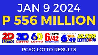 Lotto Result January 9 2024 9pm PCSO [upl. by Melliw]