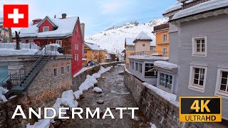 Andermatt Switzerland  December 2023  4K Walking Tour [upl. by Dewain]