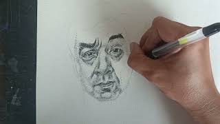 Drawing Jackie Chan  Stipple Art Using Gelpen and Sign Pen [upl. by Aon]