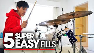 5 SUPER EASY FILLS  Drum Lesson Tutorial [upl. by Edson]