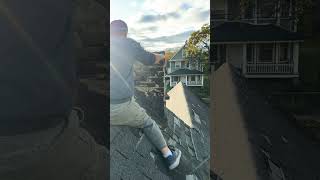 Demolition chimney head roof high roof risk work done [upl. by Eilitan458]