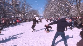 Massive snowball fight takes over UBC [upl. by Vey]