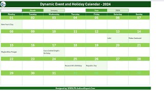 Printable Holiday and Event Calendar in Excel  FREE Download [upl. by Hluchy]