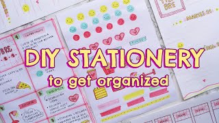 DIY STATIONERY to KEEP YOURSELF ORGANIZED ✨ CALENDAR WEEKLY PLANNER layout amp STICKERS for JOURNAL [upl. by Asiralc]