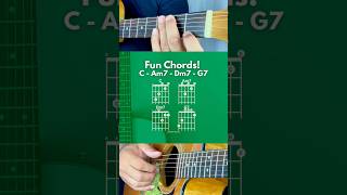 Fun chords Simple fingerstyle guitar chord progression in the key of C Major [upl. by Ydnys558]