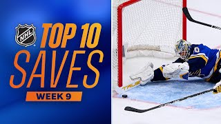 Top 10 Saves from Week 9  202324 NHL Season [upl. by Artkele529]