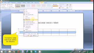 Ubacivanje redova u tabeli  MS Word 2007 Tutorials  Inserting table rows [upl. by Yanaton]