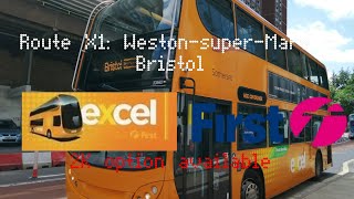 FULL ROUTE VISUAL  Route X1 WestonsuperMare  Bristol  33560 SN58 CGV [upl. by Nonnaihr892]